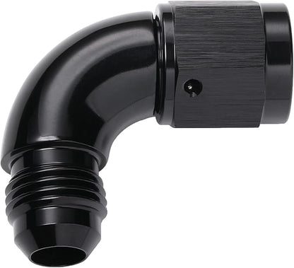 90 Degree 6AN Male to 6AN Female Swivel Full Flow Fitting Adapter Coupler Aluminum Black
