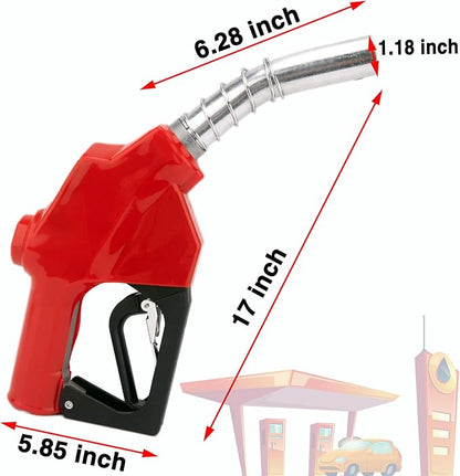 1-3/16"Automatic Fuel Nozzle, Car Fuel Filling Nozzle,Auto Shut-Off Fuel Nozzle, High Flow Automatic Fuel Nozzle, Suitable for Filling Diesel,Kerosene and Various Gasoline(inlet 1”NPT,32GPM) Red