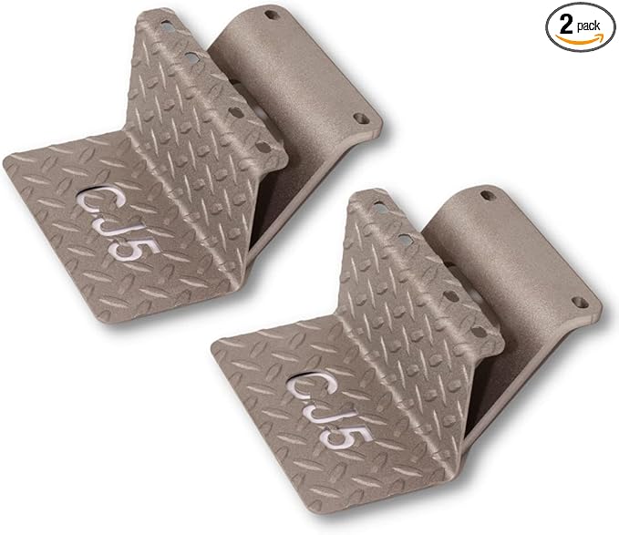 CJ5 Side Steps Compatible with Jeep © CJ Vehicles (Pair) - Solid Steel Construction - Metal Diamond Treadplate Traction Design - Universal Fitment on Classic CJ-5 (CJ5 Cutout)