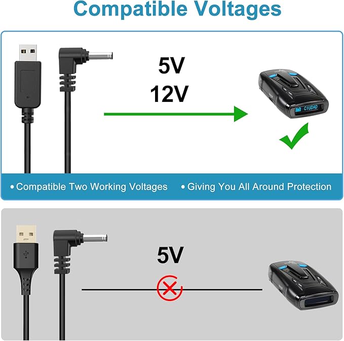Radar Detector Cable, USB to DC3.5 Plug Cord,Replacement Radar Detectors Power Cable for Cobr RAD 350 380 450 480i Uniden DFR1 DFR3 DFR5 whistler Radenso Pro M Radar Detector (DC3.5-9.84FT)