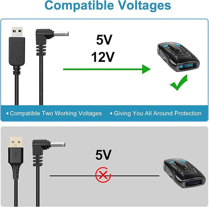 Radar Detector Cable, USB to DC3.5 Plug Cable,Replacement Radar Detectors Power Cord for Cobr RAD 350 380 450 480i Uniden DFR1 DFR3 DFR5 Whistler Radenso Pro M Radar Detector (DC3.5-6.56FT)