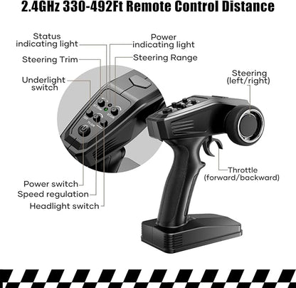WayEee RC Car 1/16 Brushless Fast Cars Toys for Adults and Boys 8+, Max 35 mph High Speed 4X4 Truck, 2.4GHz Remote Control, 2 Replaceable PVC Shell, All Terrain Vehicle, Colorful LED Lights