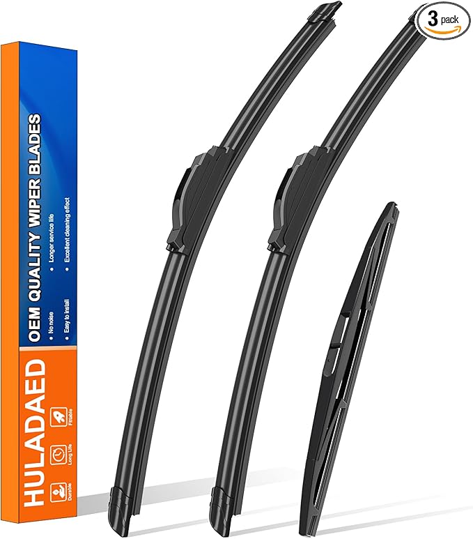 HULADAED® 26''+16''+14'' Windshield Wipers Replacement for Honda CR-V 2011-2007 Acura RDX 2007-2018 Nissan LEAF 2018-2022,Silicone Front Rear Wiper blades for MY Car-All Weather & Quiet(3 PACK)