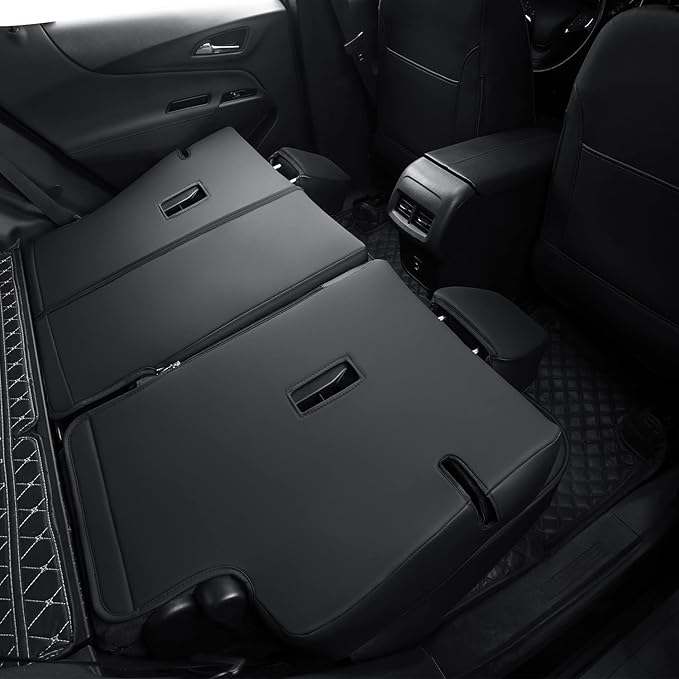 RISINGSTAR Terrain Seat Covers, fit for 2018-2024 GMC Terrain SUV with Rear Split Seats, Water Proof Faux Leather(Full Set, Black)