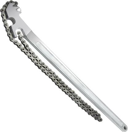 24 Inch Heavy Duty Carbon Steel Pipe Wrench, Fits Max 12 Inch Diameter, Adjustable Large Chain Oil Filter Wrench for Universal Use