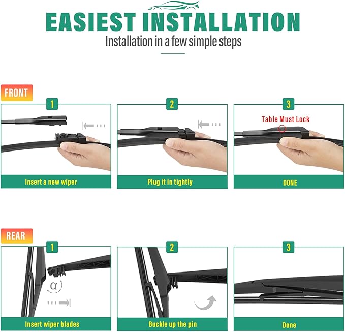 24" 18" 14" Windshield Wiper Blades for Mazda CX5 CX9 CX-5 CX-9 2017 2018 2019 2020 2021 2022 2023 -OEM Replacement Premium All season Wiper Blades (Set of 3)