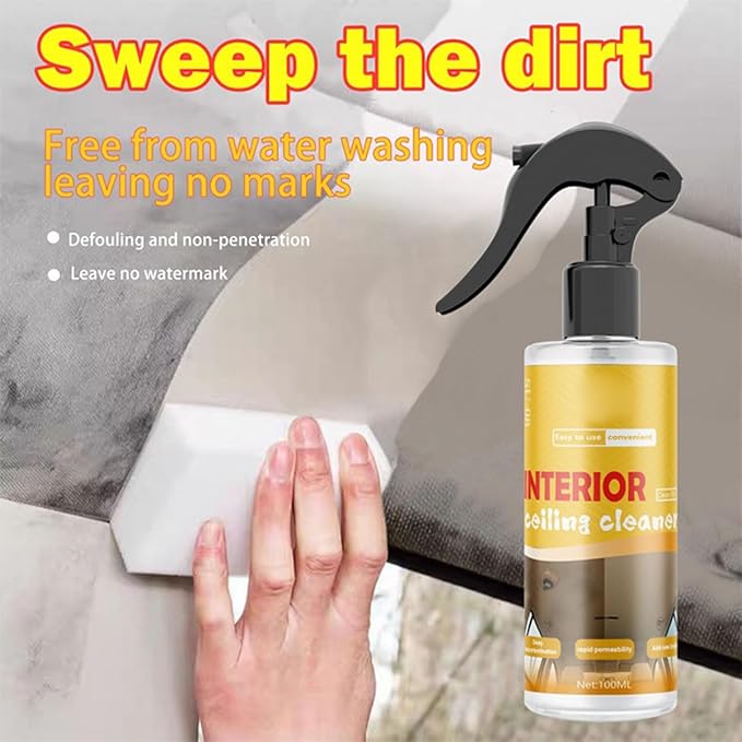 Multi-Purpose Car Interior Fabric Clean Polish Spray,Applies To Vehicle Seat、Upholstery、Headliner Cleaner,Vehicle Interior Polish Spray (2PCS)