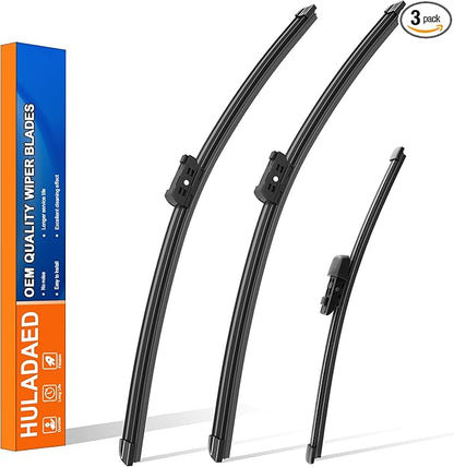 HULADAED® 26'' 22'' 12'' Windshield Wipers Replacement for Volkswagen/VW Atlas 2023-2018,Silicone Front Rear Wiper blades for MY Car-All Weather & Quiet(3 PACK)