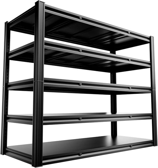 5-Tier 60" W x 24" D x 72" H Garage Shelving 3000LBS Storage Shelves Heavy Duty Metal Shelf Unit Adjustable Basement Industrial Storage Racks