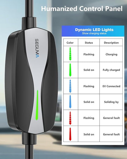 Level 1/2 EV Charger, 16Amp Electric Car Charger 25FT Cable with NEMA 6-20 Plug and NEMA 5-15 Adapter, Home Mobile EV Charging Station for J1772 BEVs/PHEVs 110V-240V(Black)