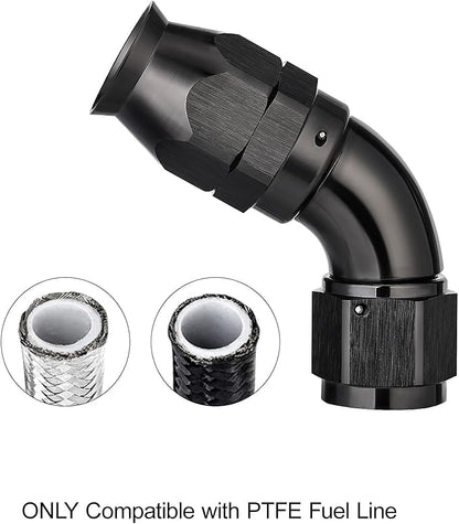 EVIL ENERGY 8AN 60 Degree PTFE One Piece Full Flow End Hose Fitting Aluminum Black