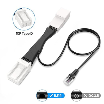 Radar Detector Power Adapter RJ11 Plug (10P Type C) Compatible with Dodge RAM,Charger,Challenger,Grand Cherokee,Chrysler,with Auto-dimming Rearview Mirror,Radar Detector Adapter Cable,Clean Install