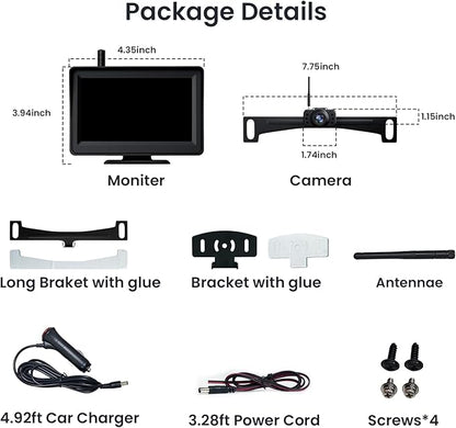 Wireless Backup Camera, 5'' HD 1080P Backup Camera for Car, Reverse Rear Camera with Night Version 130° Wide Angle, Waterproof, Strong Signal for Car, Van, Truck, Trailer