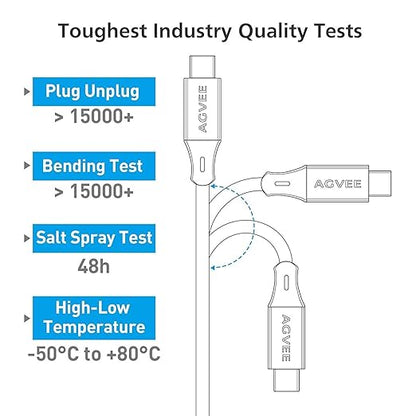 AGVEE 2 Pack 3ft Coiled Short USB to USB-C Charging Cable [USB-IF Certified] 3A Fast Charger Cord in Car for iPhone 16/15 CarPlay, Galaxy S25 S24 S23 S22 S21 S10 S9 S8, Google Pixel, Dark Gray