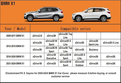 Kayme 7 Layers SUV Car Cover Custom Fit for BMW X1 (2009-2025) Waterproof All Weather for Automobiles, Outdoor Full Cover Rain Sun UV Protection.