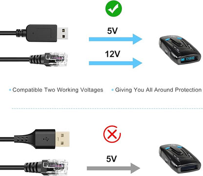 Radar Detector Cord, USB to RJ11 Cable,RJ11 Plug Power Cable,for Escort Uniden Radenso XP Beltronics Cobra Whistler Radar Detector,Replacement Power Cable for Radar Detectors (RJ11-6.56ft)