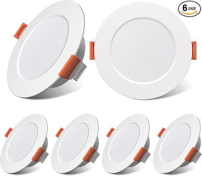 12 Volt 3 Inch Ultra Thin LED Recessed Ceiling Lights for RV Interior 3W 6000K 12V LED Downlights Dimmable RV Puck Lights for Camper Van Boat Under Cabinet Lighting, 6Pack