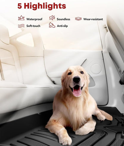 YHTAUTO Floor Mats Fit 2014-2021 Toyota Tundra CrewMax/Double Cab, TPE All Weather Floor Liner Odorless Custom Fit Car Mats, 1st 2nd Row Tundra Accessories