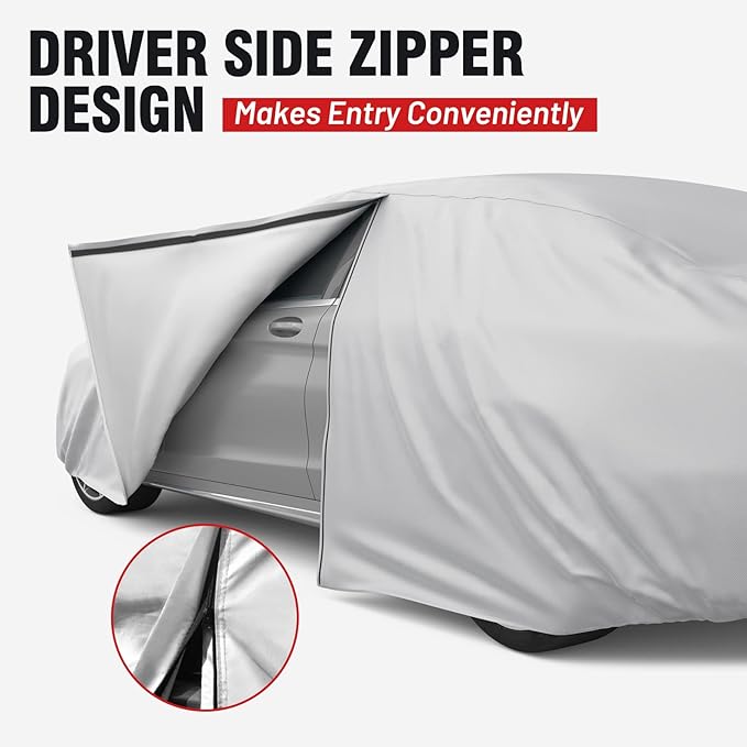 Favoto Sedan Car Cover Waterproof - Custom Fit for Toyota Camry (1996-2014) All Weather for Automobiles Outdoor with Reflective Stripe Snow Sun Dust UV Protection Full Exterior Cover