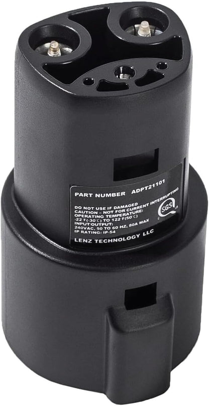LENZ J1772 Charging Adapter for Tesla Model 3, Y, S, X, and Cybertruck, Safety Certified, 80A/240V, Optimal Fit, Easy Setup (Note: for Tesla Vehicles Only)