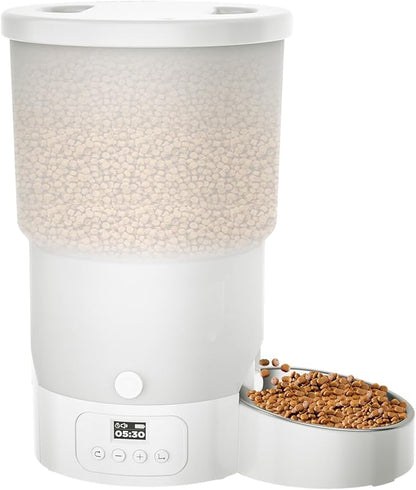 Gimars 5L/20 Cups Automatic Cat Feeder, Programmable 1-6 Meals Cat Food Dispenser with Stainless Steel Bowl, Easy Setup, Dual Power Supply,10s Meal Call Timed Pet Feeder for Cats and Small Dogs
