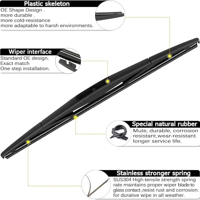 AUTOBOO 28"+12" Windshield Wipers with 12" Rear Wiper Blade Sets Replacement for Nissan Versa Note 2014-2019 -Original Factory Quality (Pack of 3)