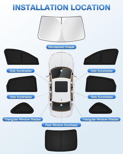 Sunshades for Honda Accord 2023-2025 2026 Accessories Windshield Sun Shade Side Rear Window Shade Cover Sun Visor Shield Privacy Protection Keep Vehicle Cool Black 8PCS