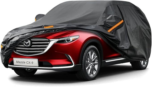 Kayme 7 Layers SUV Car Cover Custom Fit for Mazda CX-9 CX9 CX-90 CX90 CX 90 (2007-2025) Waterproof All Weather for Automobiles, Outdoor Full Cover Rain Sun UV Protection.Black