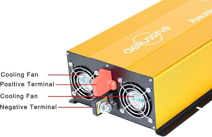 2500W Pure Sine Wave Inverter-36V DC to 110V 120V AC Power Converter with 2 AC Outlets, 36 Volt Power Inverter for Truck, Rv, Camping, Home, Emergency Power