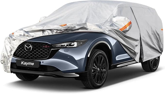 Kayme 6 Layers SUV Car Cover Custom Fit for Mazda CX-5 CX5 (2012-2025) Waterproof All Weather for Automobiles, Outdoor Full Cover Rain Sun UV Protection.Silver