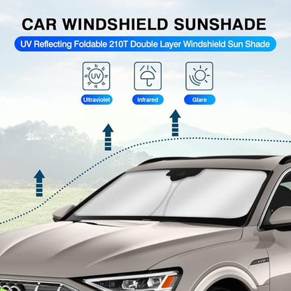 KUST Windshield Sun Shade for Audi Q8 E-Tron Accessories 2019-2024 2025 E Tron SUV Window Sunshade Sun Visor Protector Foldable Blocks UV Rays Keep Your Car Cooler (Not for Audi e-tron GT Q4 Q5)