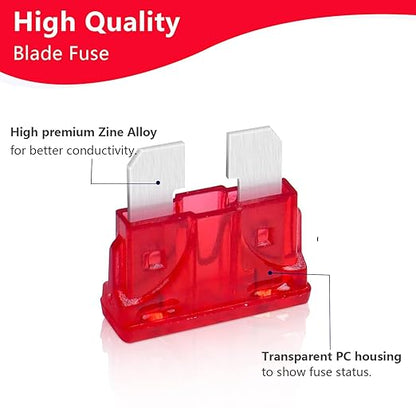 (80Pcs) 10 Amp Standard Fuse, 10A Car Blade Fuses for Car/RV/Truck/SUV/Motorcycle/Boat
