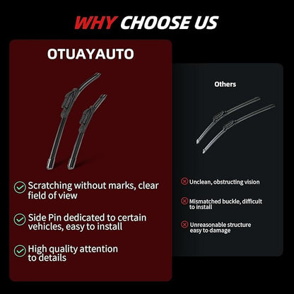 OTUAYAUTO Windshield Wiper Blades - Replacement for BMW X1 2016-2022, Front and Rear Wipers Set, Top Lock - 26"+16"+13" (Pack of 3)