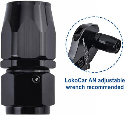 LokoCar 12AN Hose End Fitting 0 Degree Straight Swivel For CPE Braided Hose Black 2Pcs