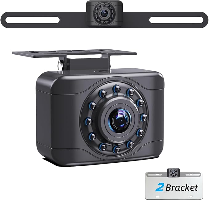 X1P HD Backup Camera License Plate Rear View Camera for Car, IP69 Waterproof Cámaras de Reversa para Autos with Clear Night Vision, Wide View Angle Universal Camera for Truck SUV RV Pickup