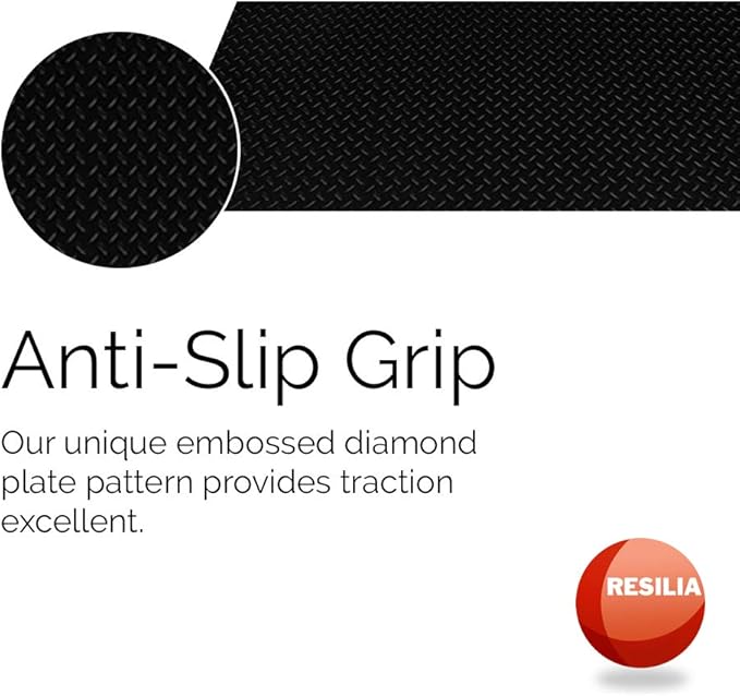 RESILIA Heavy Duty Garage Floor Runner & Protector Mat - Slip Resistant Diamond Plate PVC Mats - Water, Spill, & Stain Resistant, Black (4 feet x 20 feet), Made in The USA
