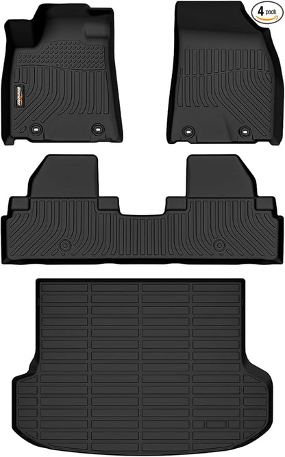 Binmotor-All Weather Floor Mats Cargo Liner Set for 2010-2015 RX / RX350 / RX450h,2 Rows Floor Mats with Cargo Mat Set,TPE Rubber Liners for RX Accessories-Black