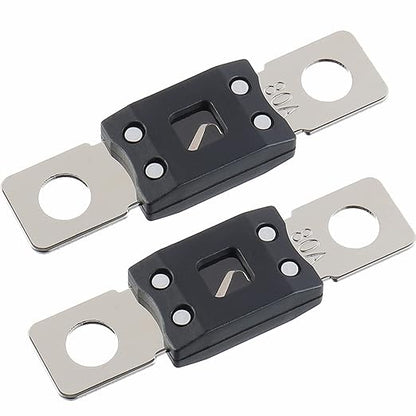 80A MEGA High Current Fuse - 80 Amp Bolt-on Fuse for Cars, Trucks, Construction Vehicles, Buses, Caravans (2 Pcs)