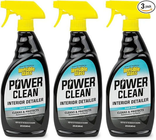 Invisible Glass 92024-3PK 22-Ounce Power Clean Automotive Interior Detailer Cleaner Protectant and Conditioner to Restore Interior Surfaces Prevent Fading, Pack of 3