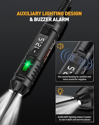 Upgraded Heavy Duty Circuit Tester with Buzzer, 3-72V DC Digital LED Test Light with Voltmeter, Automotive Light Tester with Illumination, Fuse Voltage Tester Auto Electrical Tool