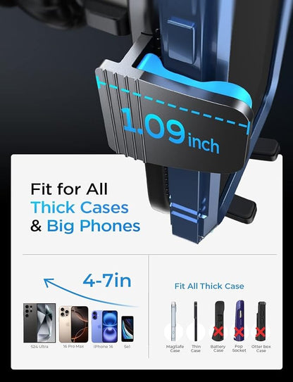 LISEN Back to School Phone Mount for Car Vent [Never Blocking] 360 Rotatable Car Phone Holder Air Vent Clip Hands Free Cellphone Car Mount for iPhone 16 Pro Max Plus 16e 15 14 Samsung Android, Black
