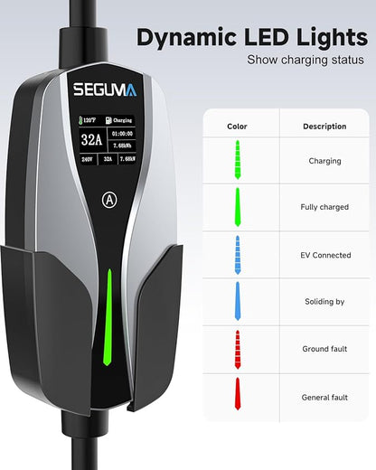EV Charger Level 2 for Tesla(32Amp 240V 7.68kW), NEMA 14-50 Plug NACS EV Chargers, 25FT Adjustable Current Portable Electric Car Charger Compatible with All Nacs