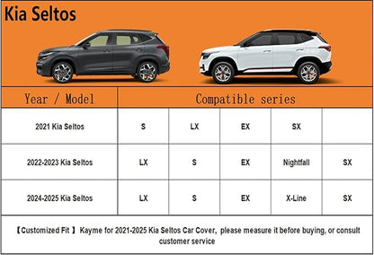 Kayme 6 Layers SUV Car Cover Custom Fit for Kia Seltos（2019-2025） Waterproof All Weather for Automobiles, Outdoor Full Cover Rain Sun UV Protection.Silver