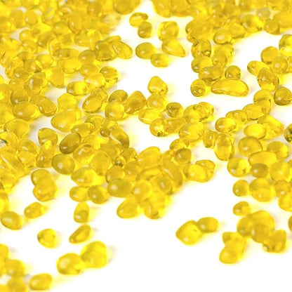 1 Lb (460 g) Yellow Sea Glass Stones Irregular Rainbow Glass Pebble Decorative Rock Quartz Tumbled Gemstone Chips for Aquarium Decoration/Vase Filler/Jewelry Making/Handwork Craft/Gems Display