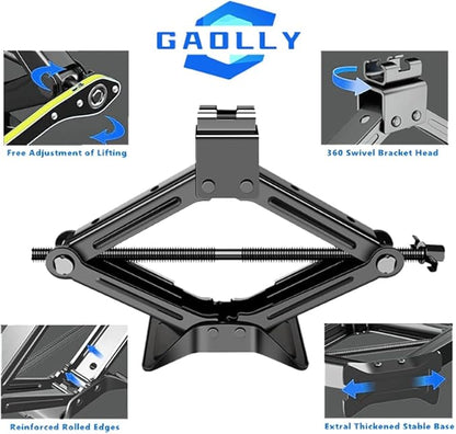 Scissor Jack - 2 Ton (4409 lbs) Car Emergency Kit with Lug Wrench, Tire Changing Kit for Sedan, Coupe, SUV, MPV
