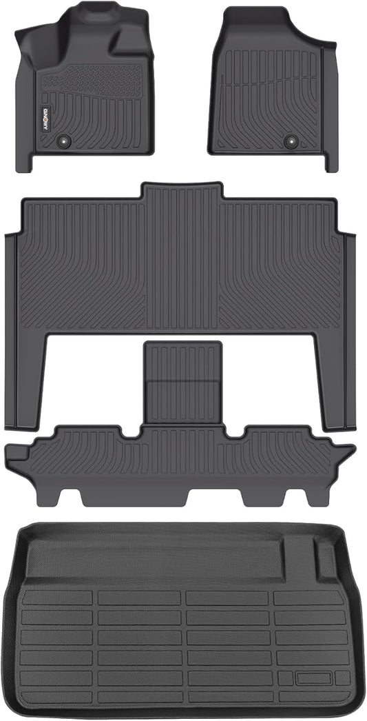 GINOWY-Floor Mats & Cargo Liner for Dodge Grand Caravan 2011-2021(Only for 7 Passenger), TPE All Weather Car Floor Mats Grand Caravan Cargo Liner Trunk Mat Trunk Liner for Grand Caravan Accessories