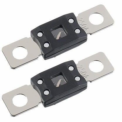250A MEGA High Current Fuse - 250 Amp Bolt-on Fuse for Cars, Trucks, Construction Vehicles, Buses, Caravans (2 Pcs)