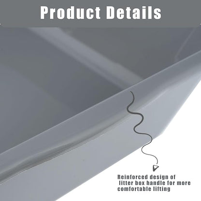 1 Pack of Extra Large Cat Litter Box (ABS Material), Low Entry Senior Litter Pen for Geriatric Kitty Big Cats, Jumbo Pet Safe Litter Boxes Tray for Indoor Pets Potty (Gray, 24" L x 20" W)