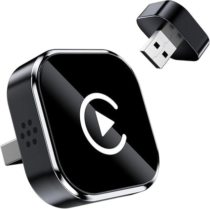 Wireless CarPlay Adapter for iPhone, 2025 Upgraded Wired to Wireless for Apple CarPlay, Mini USB Design Car Play Adapter with Type-C Extension, Plug and Play, Stable Connection & No Latency