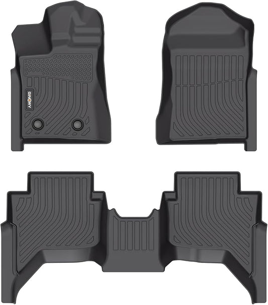GINOWY-Floor Mats for Ford Ranger Supercrew 2024-2025, TPE All Weather Ranger Car Floor Mats, Custom Fit Non-Slip Waterproof Ranger Floor Liners Accessories Black